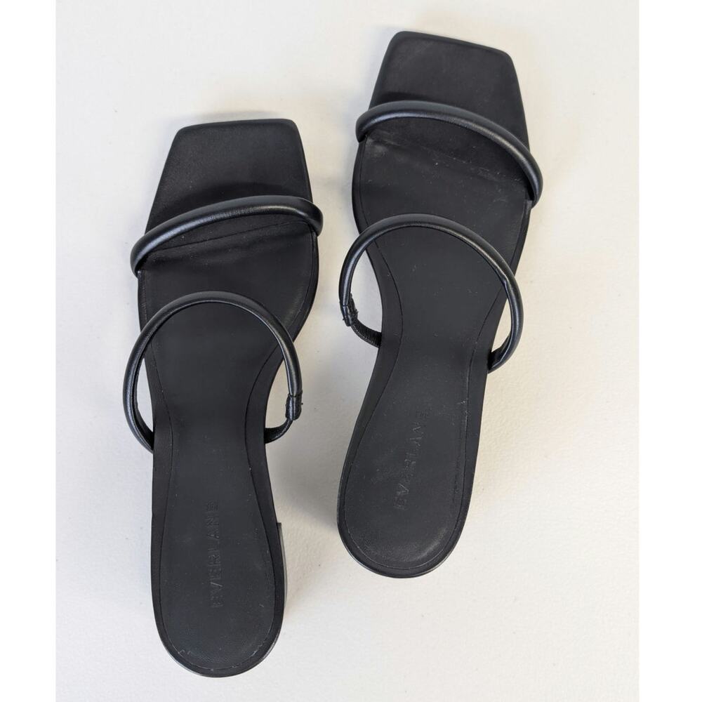 New Everlane Double Strap Heel Womens 10 Black Leather Going Out Square Toe Prom